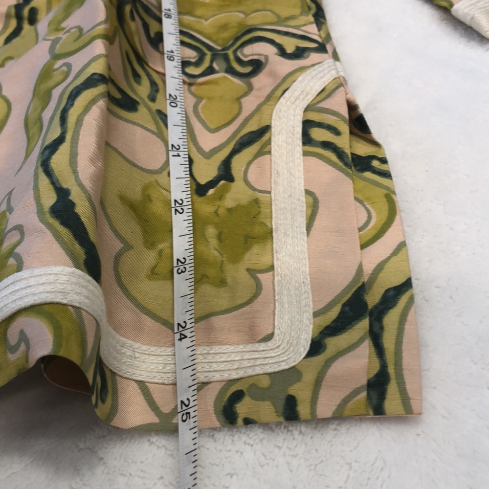 J.Crew Silk Tunic Top in Green, Pink & Cream Floral Asian style print lace trim - Picture 9 of 10